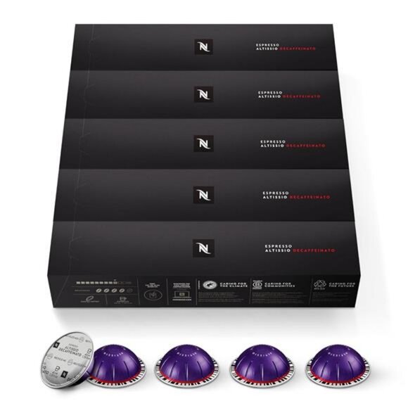 Nespresso Capsules Vertuo, Altissio Decaffeinato, Dark Roast Espresso, 50-Count - Picture 1 of 8